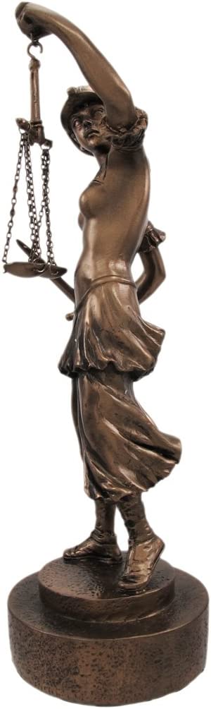 Modern Dike Lady Of Justice In Armor Bearing Scales And Sword Figurine 9.5"H