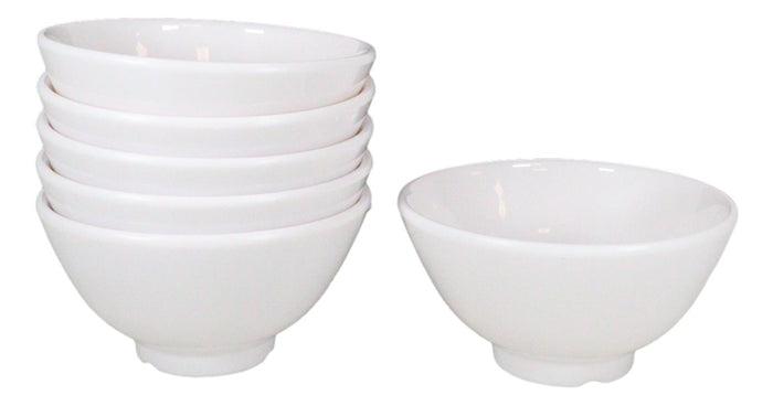 Modern White Jade Melamine Round Bowls 8oz For Rice Soup Salad Sauce Set Of 6