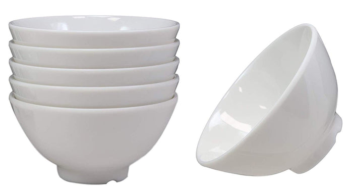 Modern White Jade Melamine Round Bowls 8oz For Rice Soup Salad Sauce Set Of 6