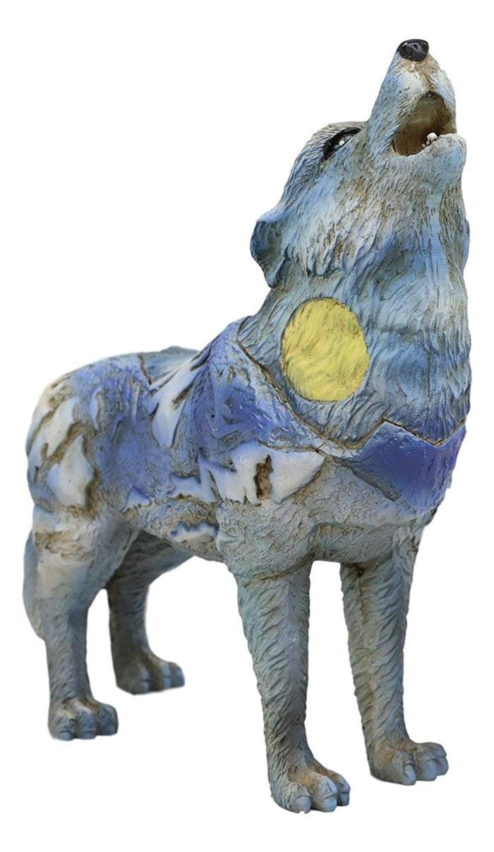 Moon Mountain Native Tribal Howling Wolf Totem Spirit Figurine Collection 6"L