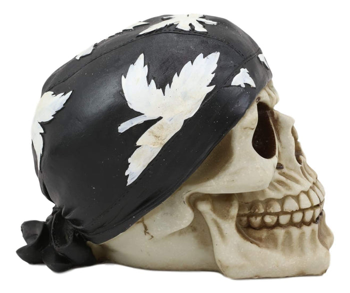 Motorcycle Biker Gang Skull With Black Bandana Statue 6"L Macabre Skulls Decor