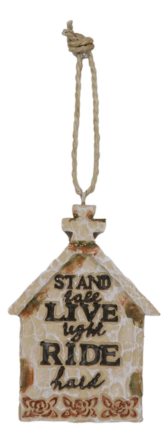 Motorcycle Slogan Stand Tall Live Light Ride Hard Church Cross Tree Ornament