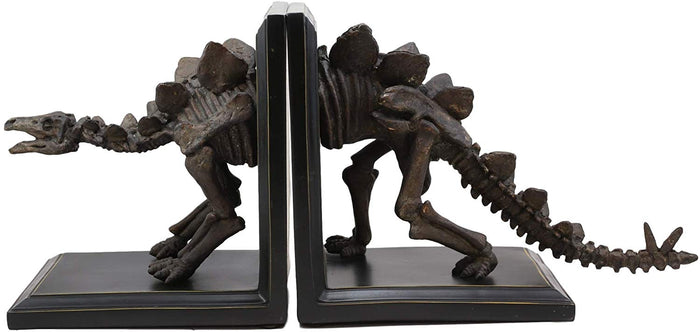 Museum Gallery Quality Prehistoric Stegosaurus Dinosaur Fossil Skeleton Bookends