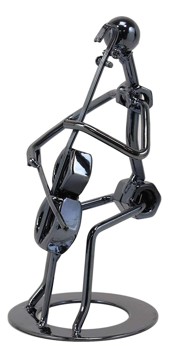Music Instrument Cello Player Musician 3D Hand Sculpted Metal Art Decor