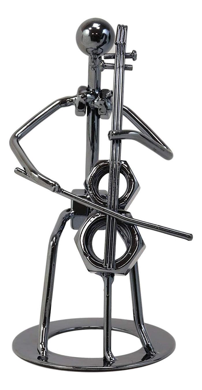 Music Instrument Cello Player Musician 3D Hand Sculpted Metal Art Decor