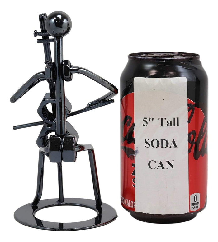 Music Instrument Cello Player Musician 3D Hand Sculpted Metal Art Decor
