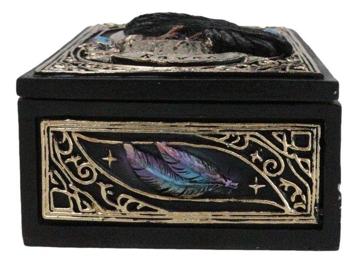 Mystic Raven Crow Crescent Moon Wicca Divination Ornate Tarot Cards Trinket Box