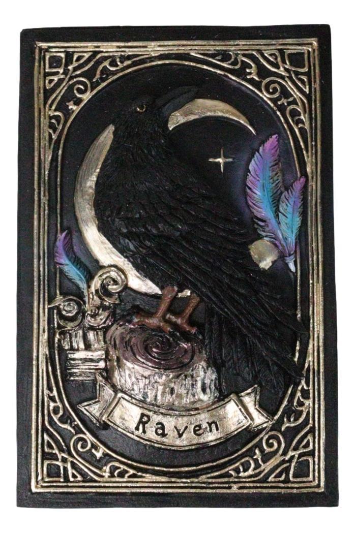 Mystic Raven Crow Crescent Moon Wicca Divination Ornate Tarot Cards Trinket Box