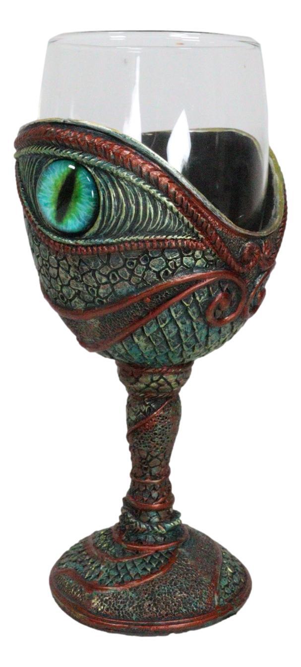 Mystical Horus Wedjat Gaze Eye Of The Dragon Scales Wine Glass Goblet Chalice