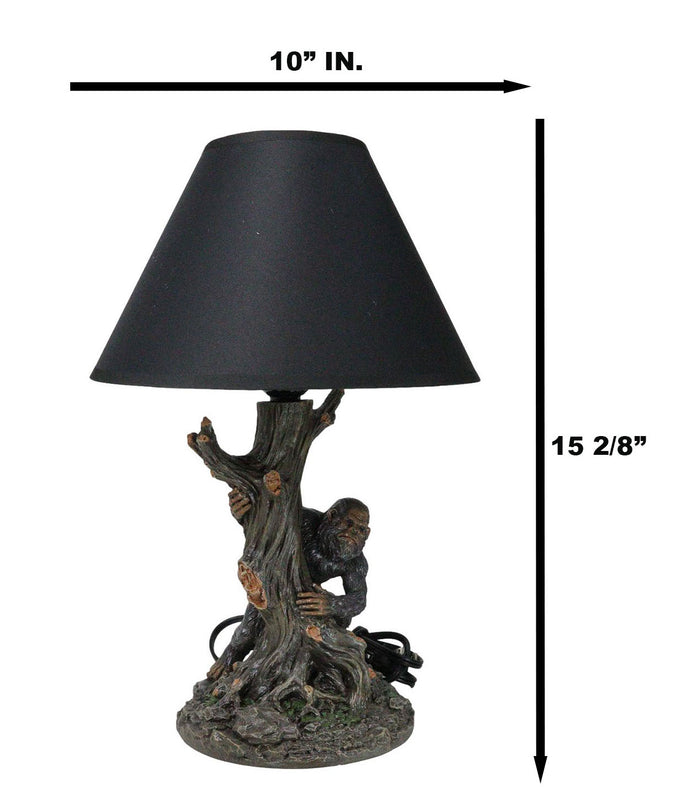Mythical Creature Sasquatch Big Foot Cryptid Ape By Tree Trunk Table Lamp Decor
