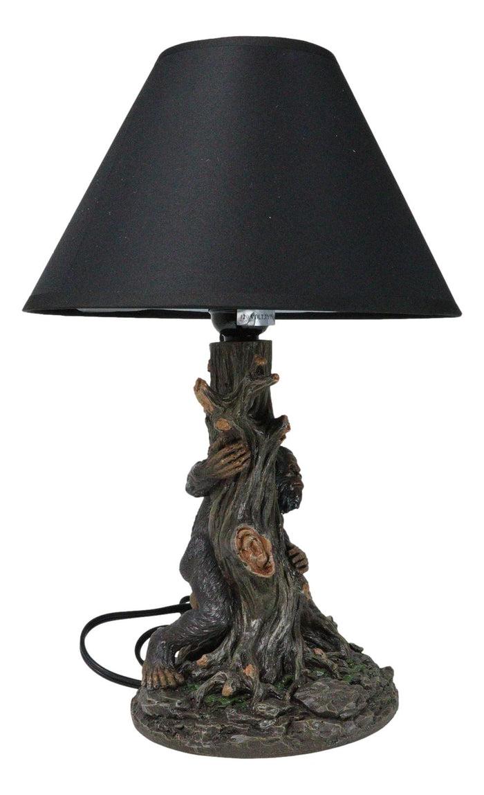 Mythical Creature Sasquatch Big Foot Cryptid Ape By Tree Trunk Table Lamp Decor