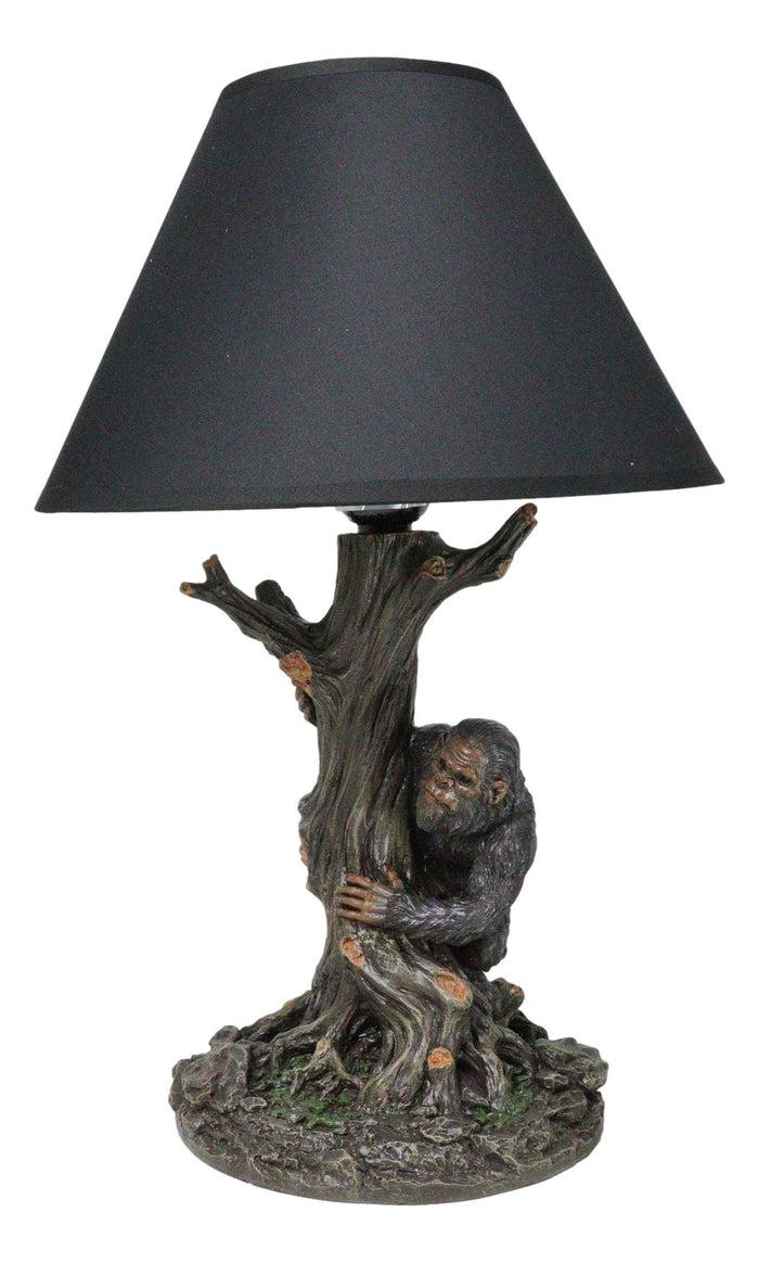 Mythical Creature Sasquatch Big Foot Cryptid Ape By Tree Trunk Table Lamp Decor