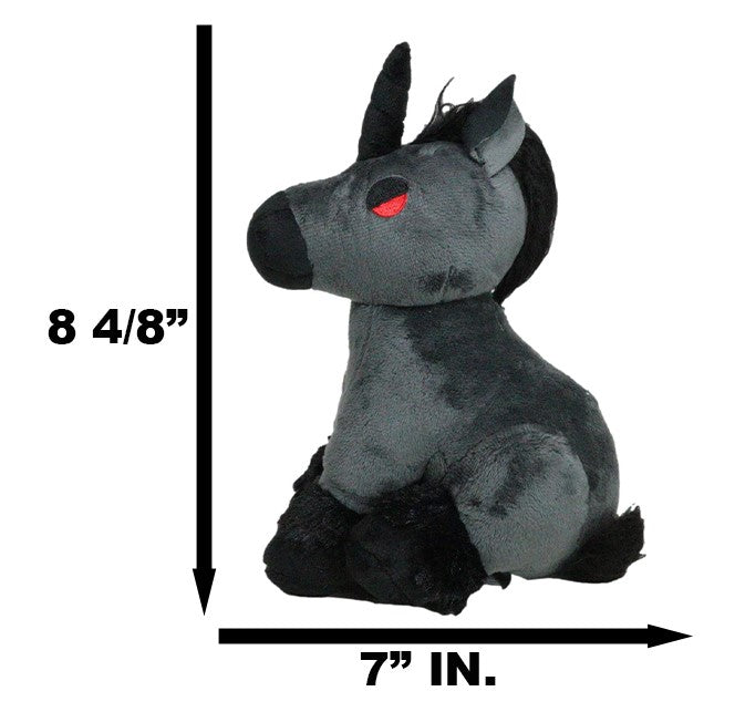 Mythical Fantasy Legend Black Dark Unicorn Hell Steed Luxe Soft Plush Toy Doll