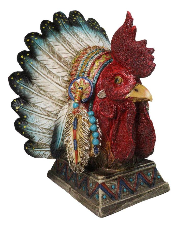 Native American Indian Rooster Chicken Chief With Roach Headdress Figurine Native American Indian Rooster Chicken Chief With Roach Headdress Figurine