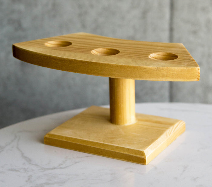 Natural Wood Japanese Style Temaki Sushi Roll Or Cone Holder Rack Stand 3 Holes