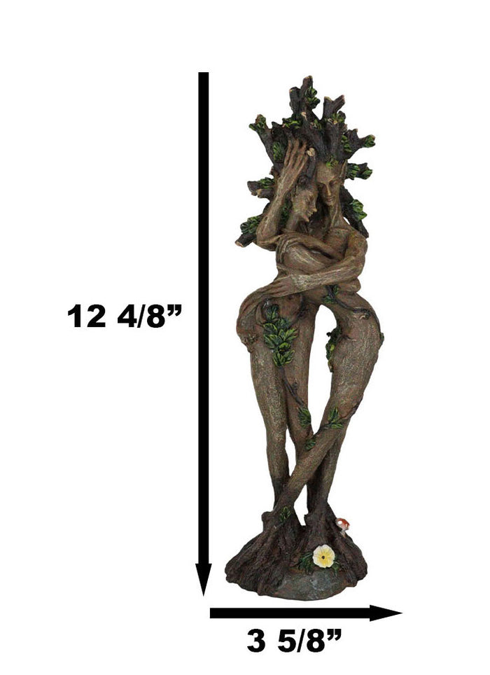 Nature Spirit Greenman And Tree Woman Gaia Dryad Ent Couple Embracing Figurine