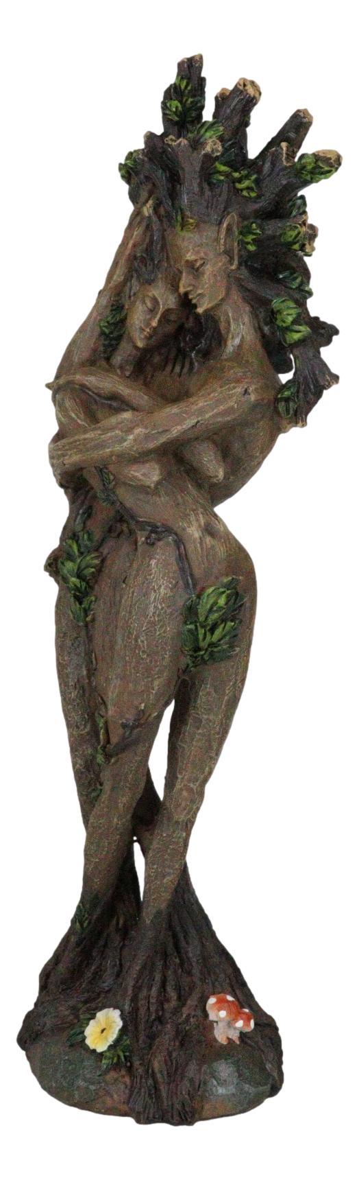 Nature Spirit Greenman And Tree Woman Gaia Dryad Ent Couple Embracing Figurine