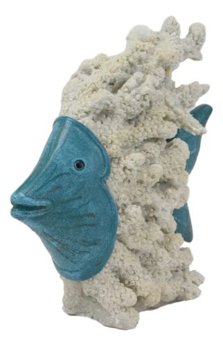 Nautical Marine Blue Angelfish With Off White Coral Reef Exoskeleton Body Statue