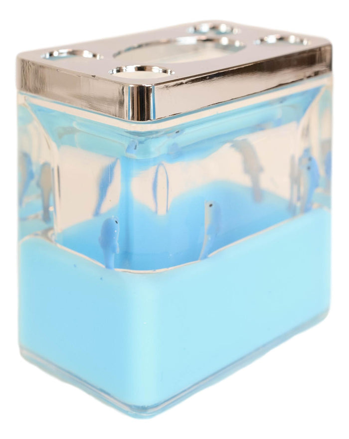 Nautical Marine Blue Dolphins 5 Piece Chic Bathroom Vanity Accessories Gift Set