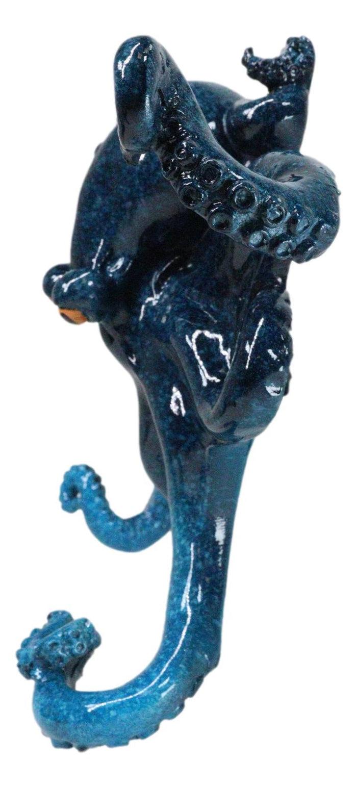 Nautical Marine Blue Giant Octopus Multi Point Tentacles Wall Hooks Sculpture