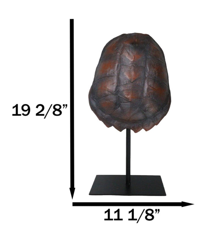 Nautical Marine Faux Alligator Snapping Turtle Shell Sculpture With Pole Stand