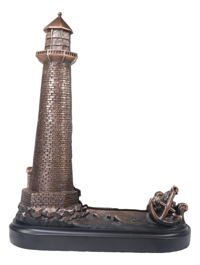Nautical Marine Lighthouse And Ship Anchor Statue With 5"X7" Glass Photo Frame