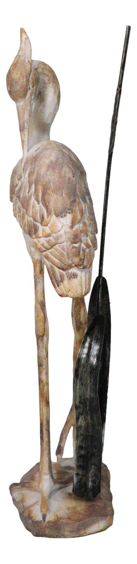 Nautical Marine Majestic Heron By Reed Distressed Faux Wood Finish Sculpture 19"