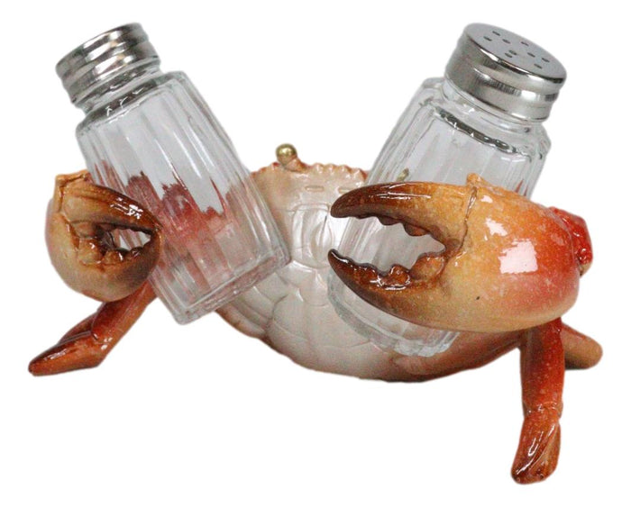 Nautical Marine Red Stone Crab Salt And Pepper Shakers Holder Figurine Set