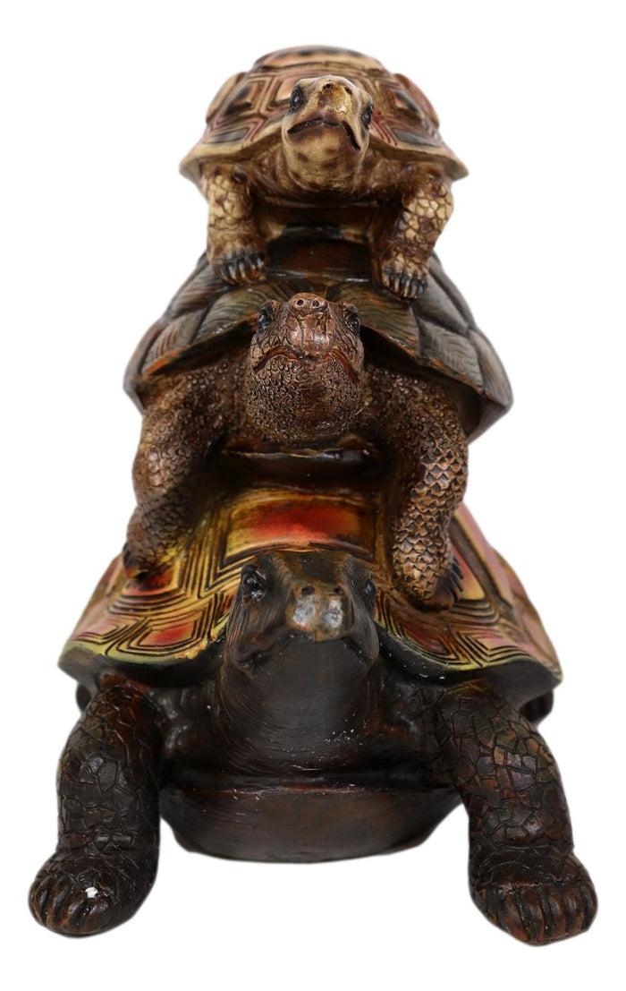 Nautical Marine Reptile 3 Stacked Acrobatic Turtles Tortoises Figurine Feng Shui