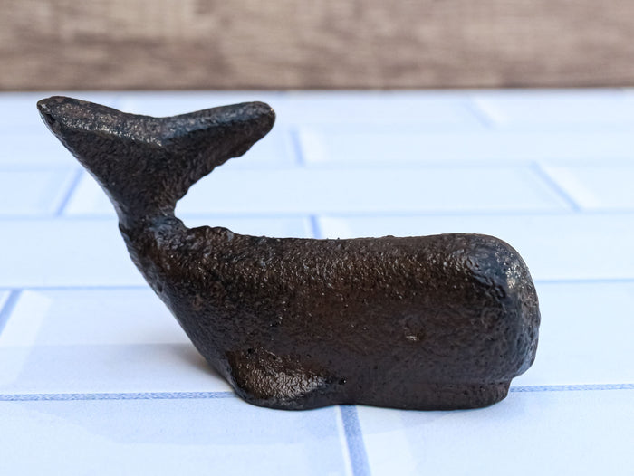 Nautical Marine Rustic Vintage Cast Iron Sperm Whale Decorative Figurine 3" L
