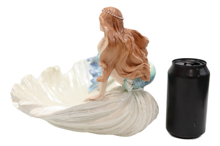 Nautical Mermaid With Sea Oyster Shell Decorative Jewelry Potpourri Bowl Statue