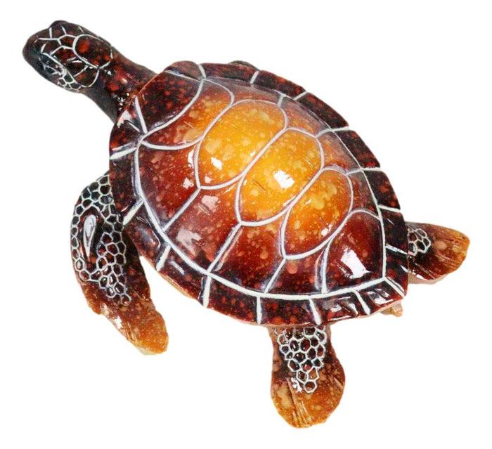 Nautical Ocean Brown Hues Giant Sea Turtle Swimming Decorative Figurine Tortoise