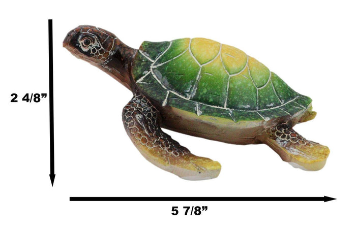 Nautical Ocean Green Hues Giant Sea Turtle Swimming Decorative Figurine Tortoise
