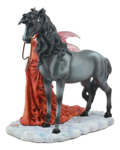 Nene Thomas Echoes Of Autumn Fall Fairy Strolling With Black Beauty Horse Statue
