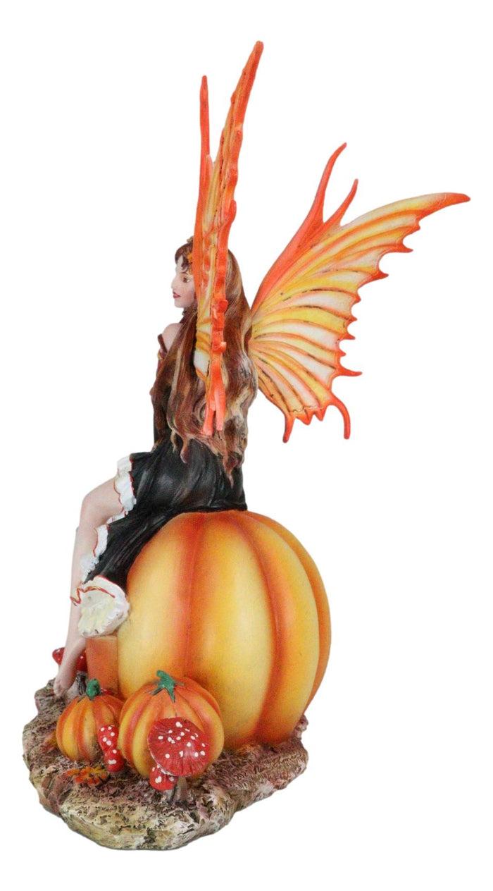 Nene Thomas Fall Autumn Tribal Fairy Godmother With Pumpkins And Winged Cat Statue