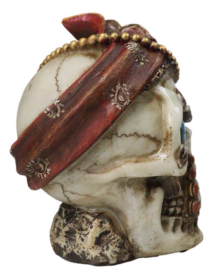 New Orleans Bayou Madame LaLaurie Skull With Turquoise Rocks Money Bank Figurine