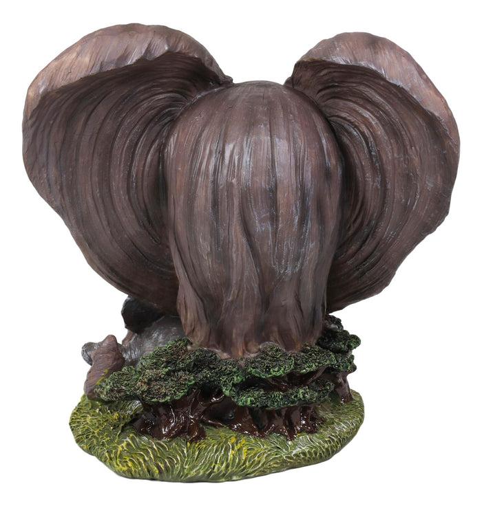 Noble Guardian Safari Elephant Protecting Calf By Green Grasslands Statue 12" H