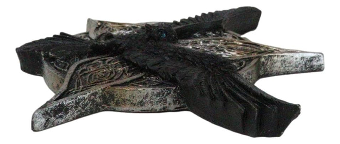 Norse Viking Gothic Raven Crow With Triquetra Knotwork Disc Incense Burner