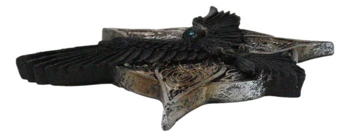 Norse Viking Gothic Raven Crow With Triquetra Knotwork Disc Incense Burner
