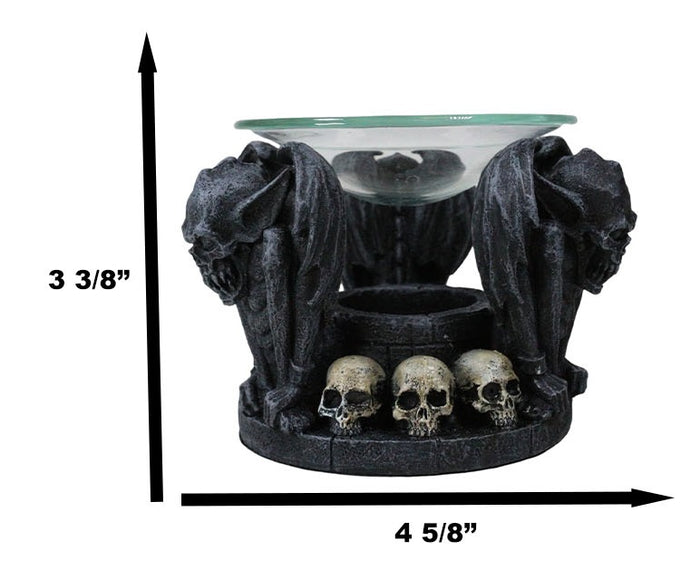 Nosferatu Gothic Vampire Gargoyles With Skulls Votive Candle Heat Oil Warmer