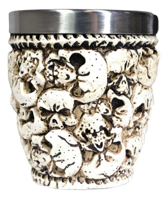 Novelty Ossuary Graveyard Piled Up Skulls And Spine Bones Shot Glass Set Of 4