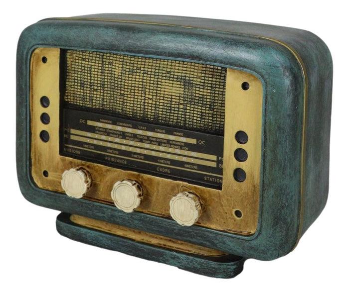 Novelty Vintage Retro Blue Antique Radio Player Money Coin Savings Piggy Bank
