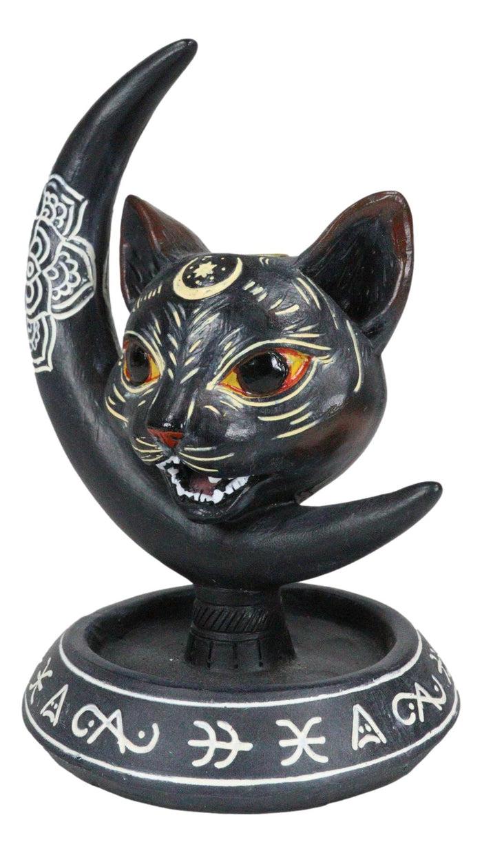 Occult Wicca Sacred Geometry Black Cat Crescent Moon Backflow Incense Burner