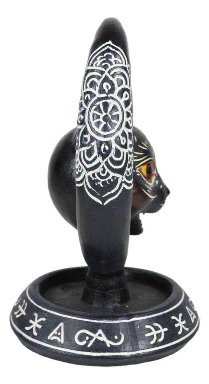 Occult Wicca Sacred Geometry Black Cat Crescent Moon Backflow Incense Burner