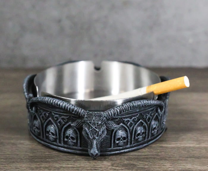 Occultic Pentagram Sabbatic Goat Idol Baphomet Tomb Skulls Cigarette Ashtray Occultic Pentagram Sabbatic Goat Idol Baphomet Tomb Skulls Cigarette Ashtray
