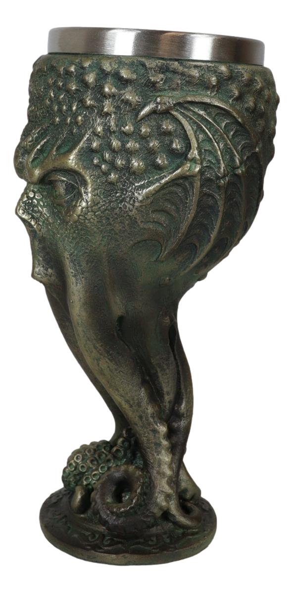 Ocean Kraken Cthulhu Cosmic Giant Octopus The Great One Faux Bronze Wine Goblet
