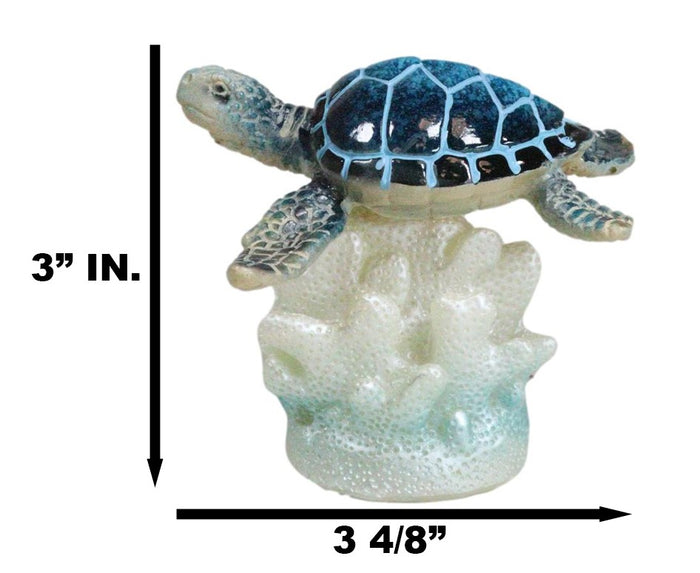 Ocean Marine Blue Giant Sea Turtle Swimming Over LED Light Coral Reef Figurine