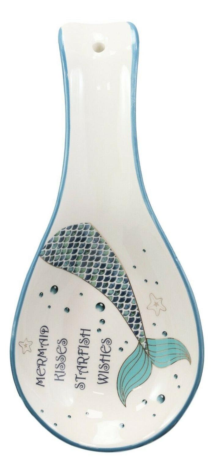 Ocean Marine Mermaid Kisses Starfish Wishes Ceramic Kitchen Utensil Spoon Rest