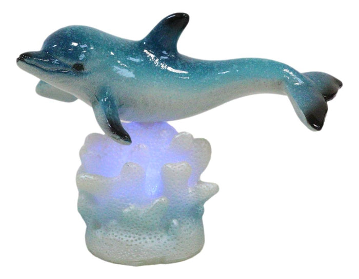 Ocean Marine Sea Dolphin Swimming By Tropical Coral Reef LED Light Figurine