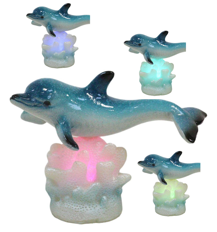 Ocean Marine Sea Dolphin Swimming By Tropical Coral Reef LED Light Figurine